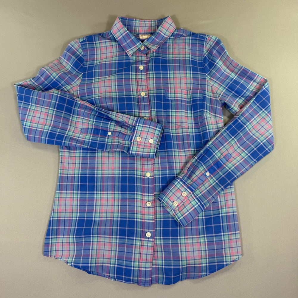 J.Crew The Perfect Shirt Womens Small Plaid Cotton Button Down Preppy Classic